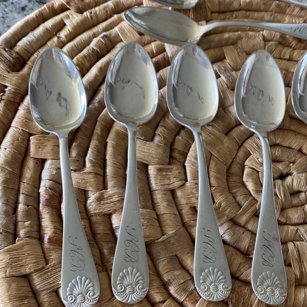 Antique Monogrammed Silver-Tone Teaspoons - Set of 11! - Picture 5 of 11